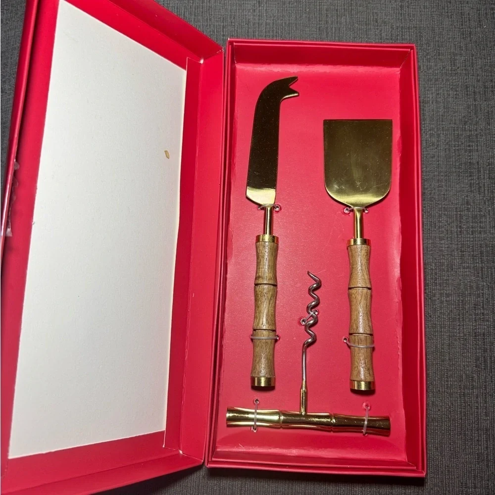 Talbots Wintertaining 3-Piece Cheese Knife & Corkscrew Set Gift Box